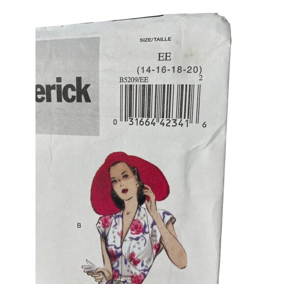 Butterick B5209 Sewing Pattern Retro '47 Dress Cap Sleeve Halter Size 14-20 NEW - Picture 2 of 6